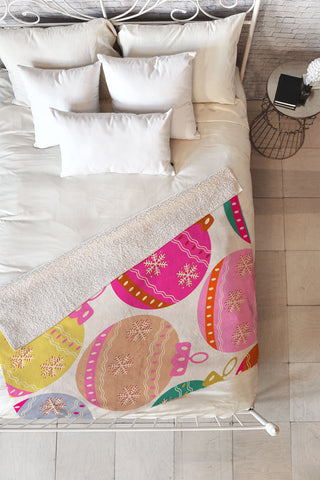 Daily Regina Designs Playful Christmas Baubles Fleece Throw Blanket