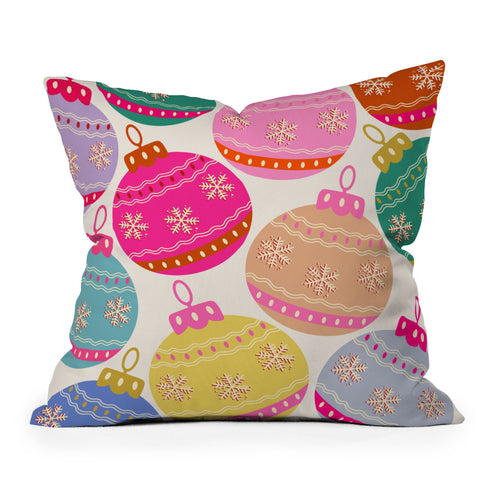 Daily Regina Designs Playful Christmas Baubles Outdoor Throw Pillow