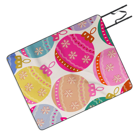 Daily Regina Designs Playful Christmas Baubles Picnic Blanket