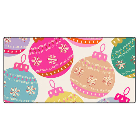 Daily Regina Designs Playful Christmas Baubles Desk Mat