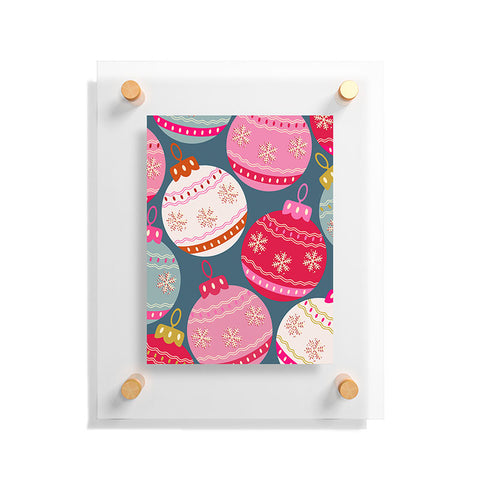 Daily Regina Designs Retro Christmas Baubles Colorful Floating Acrylic Print