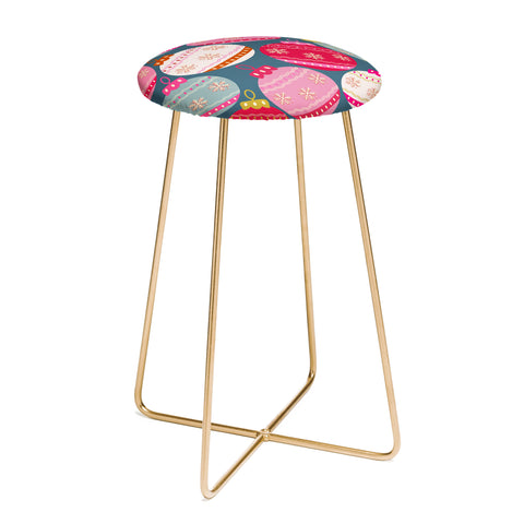 Daily Regina Designs Retro Christmas Baubles Colorful Counter Stool