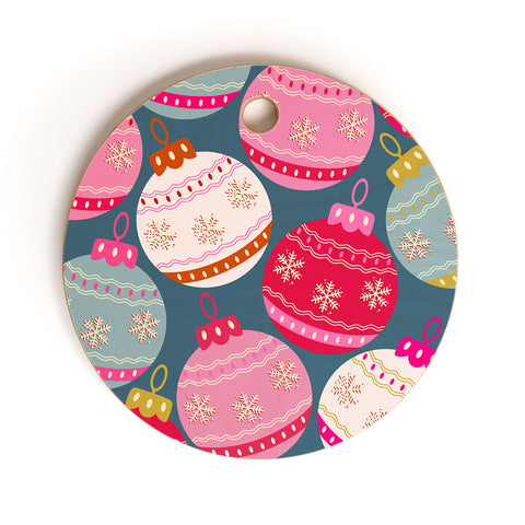 Daily Regina Designs Retro Christmas Baubles Colorful Cutting Board Round