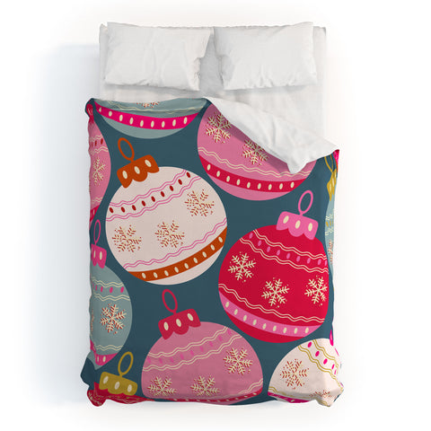 Daily Regina Designs Retro Christmas Baubles Colorful Duvet Cover
