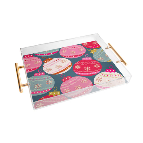 Daily Regina Designs Retro Christmas Baubles Colorful Acrylic Tray