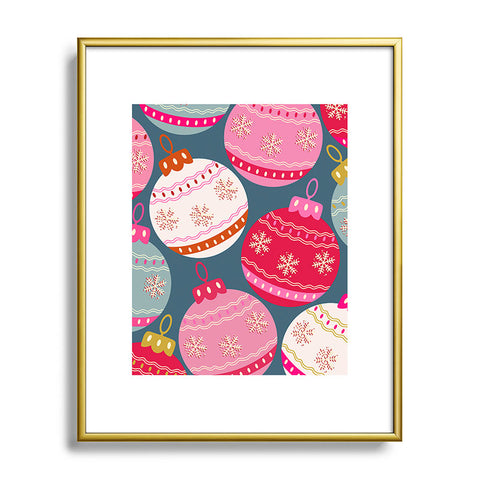 Daily Regina Designs Retro Christmas Baubles Colorful Metal Framed Art Print