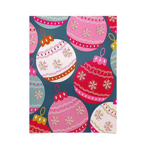 Daily Regina Designs Retro Christmas Baubles Colorful Poster