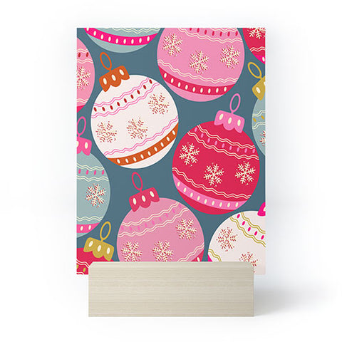 Daily Regina Designs Retro Christmas Baubles Colorful Mini Art Print