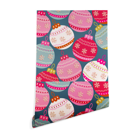 Daily Regina Designs Retro Christmas Baubles Colorful Wallpaper