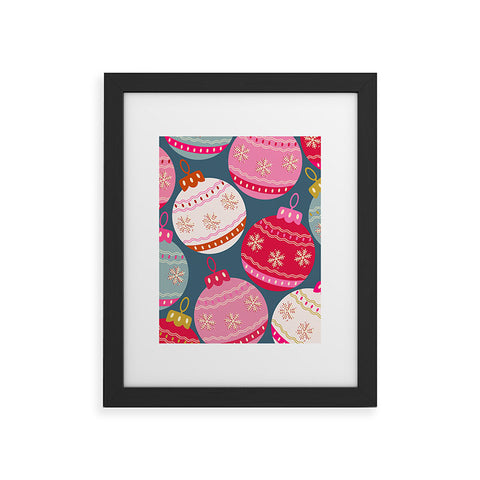 Daily Regina Designs Retro Christmas Baubles Colorful Framed Art Print