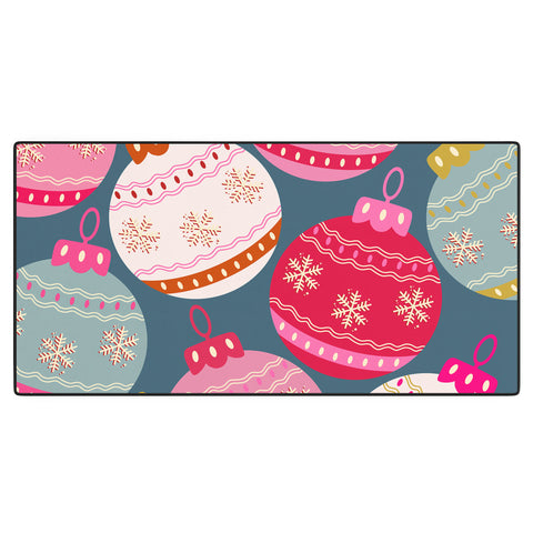 Daily Regina Designs Retro Christmas Baubles Colorful Desk Mat
