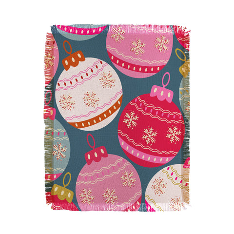 Daily Regina Designs Retro Christmas Baubles Colorful Throw Blanket