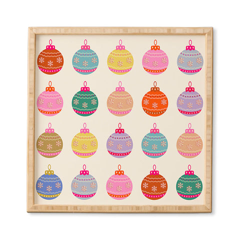 Daily Regina Designs Retro Colorful Christmas Baubles Framed Wall Art