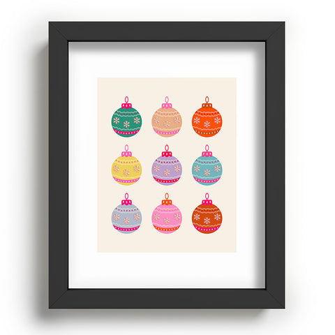 Daily Regina Designs Retro Colorful Christmas Baubles Recessed Framing Rectangle