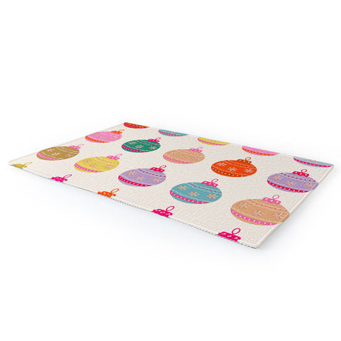Daily Regina Designs Retro Colorful Christmas Baubles Area Rug