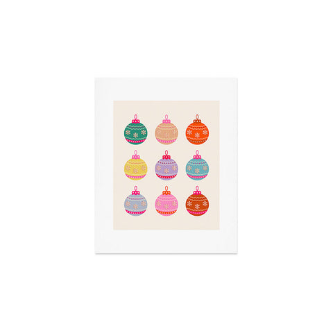 Daily Regina Designs Retro Colorful Christmas Baubles Art Print