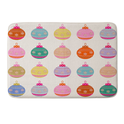 Daily Regina Designs Retro Colorful Christmas Baubles Memory Foam Bath Mat
