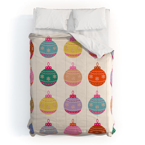 Daily Regina Designs Retro Colorful Christmas Baubles Comforter