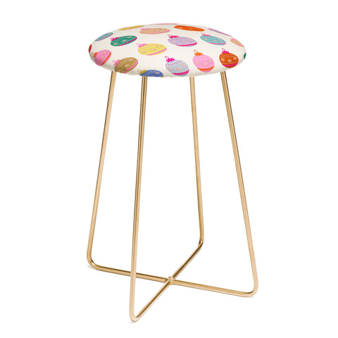 Daily Regina Designs Retro Colorful Christmas Baubles Counter Stool