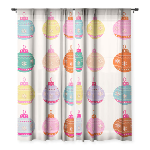 Daily Regina Designs Retro Colorful Christmas Baubles Sheer Non Repeat