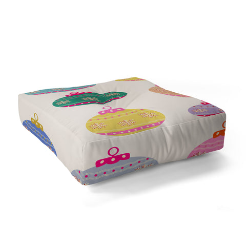 Daily Regina Designs Retro Colorful Christmas Baubles Floor Pillow Square