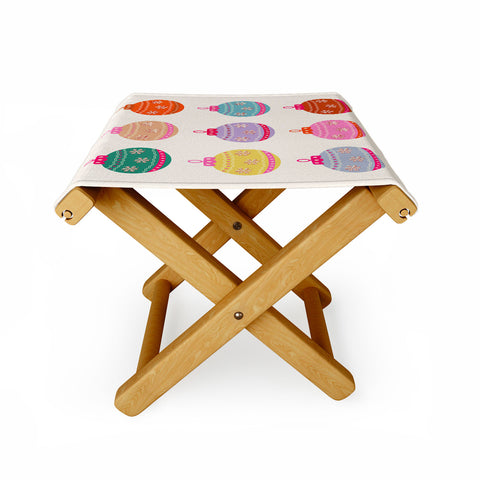 Daily Regina Designs Retro Colorful Christmas Baubles Folding Stool