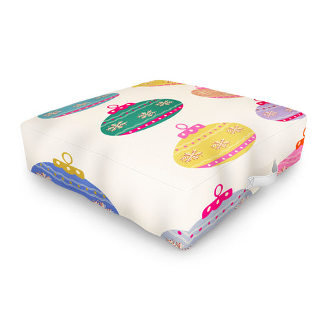 Daily Regina Designs Retro Colorful Christmas Baubles Outdoor Floor Cushion