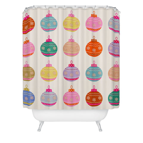 Daily Regina Designs Retro Colorful Christmas Baubles Shower Curtain