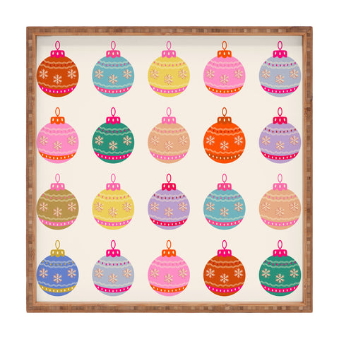 Daily Regina Designs Retro Colorful Christmas Baubles Square Tray