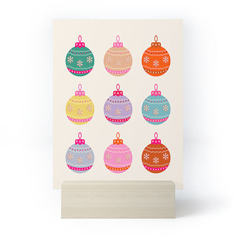 Daily Regina Designs Retro Colorful Christmas Baubles Mini Art Print