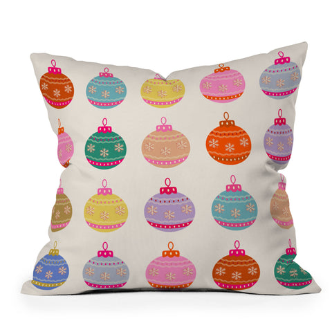 Daily Regina Designs Retro Colorful Christmas Baubles Throw Pillow