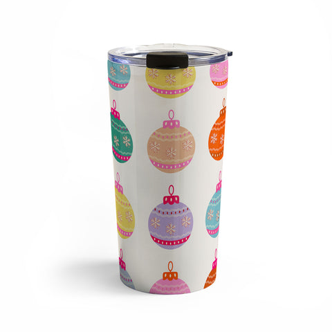 Daily Regina Designs Retro Colorful Christmas Baubles Travel Mug