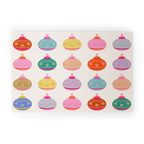 Daily Regina Designs Retro Colorful Christmas Baubles Welcome Mat