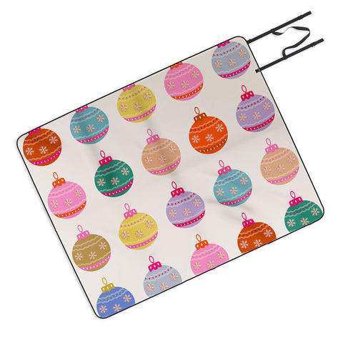 Daily Regina Designs Retro Colorful Christmas Baubles Picnic Blanket