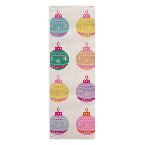 Daily Regina Designs Retro Colorful Christmas Baubles Yoga Towel