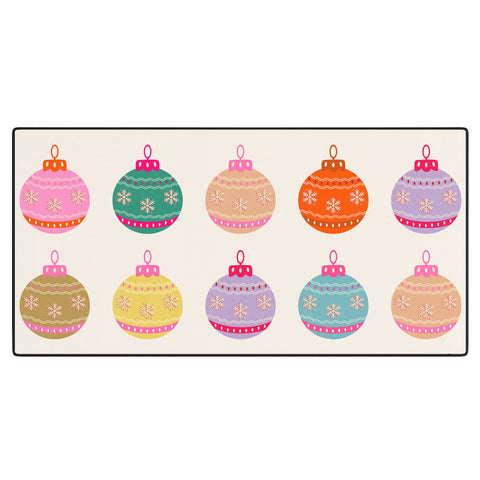 Daily Regina Designs Retro Colorful Christmas Baubles Desk Mat