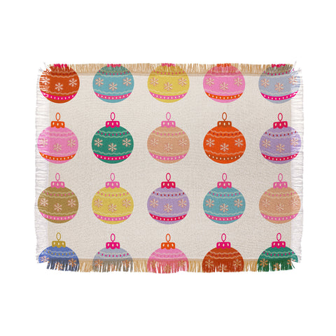 Daily Regina Designs Retro Colorful Christmas Baubles Throw Blanket