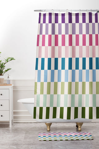 Daily Regina Designs Retro Colorful Stripes Shower Curtain And Mat