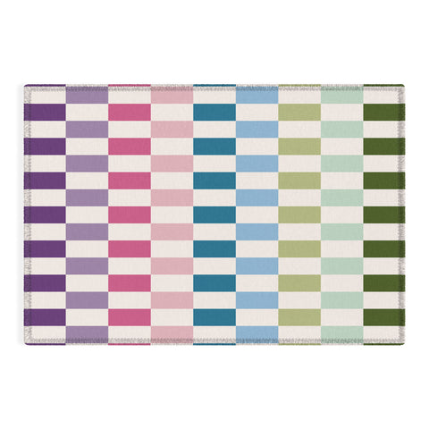 Daily Regina Designs Retro Colorful Stripes Outdoor Rug