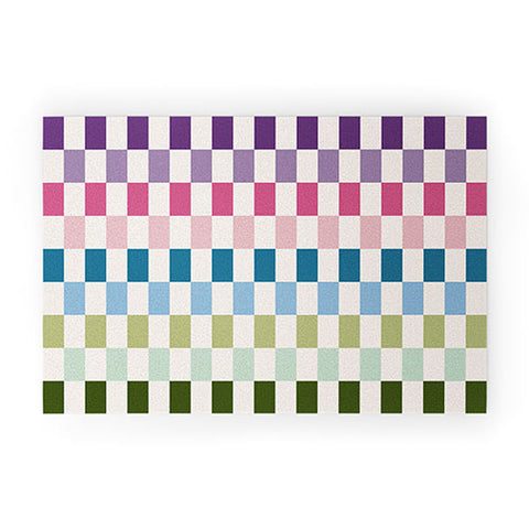 Daily Regina Designs Retro Colorful Stripes Welcome Mat