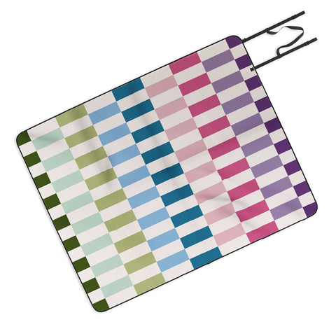 Daily Regina Designs Retro Colorful Stripes Picnic Blanket