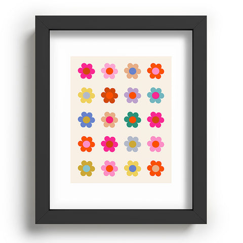 Daily Regina Designs Retro Floral Colorful Print Recessed Framing Rectangle