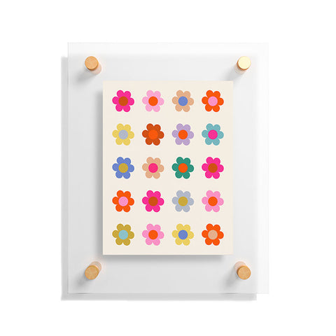 Daily Regina Designs Retro Floral Colorful Print Floating Acrylic Print