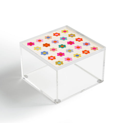 Daily Regina Designs Retro Floral Colorful Print Acrylic Box