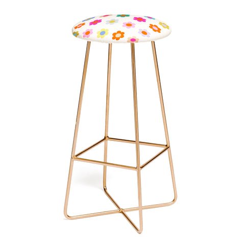 Daily Regina Designs Retro Floral Colorful Print Bar Stool