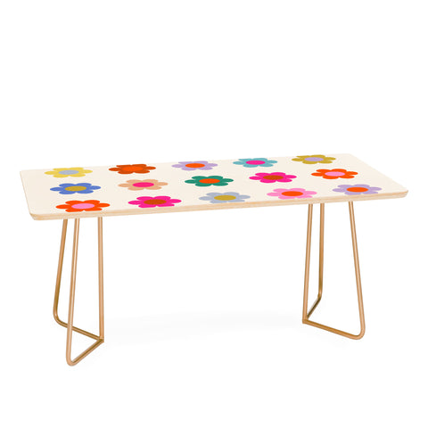 Daily Regina Designs Retro Floral Colorful Print Coffee Table