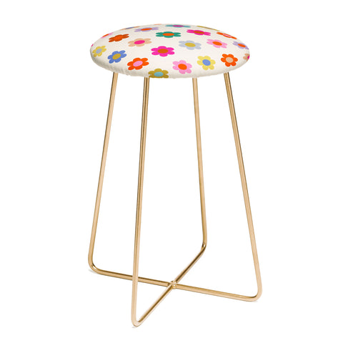 Daily Regina Designs Retro Floral Colorful Print Counter Stool