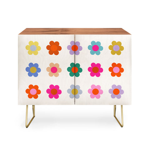 Daily Regina Designs Retro Floral Colorful Print Credenza