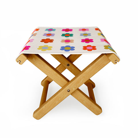 Daily Regina Designs Retro Floral Colorful Print Folding Stool