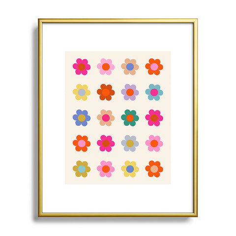 Daily Regina Designs Retro Floral Colorful Print Metal Framed Art Print